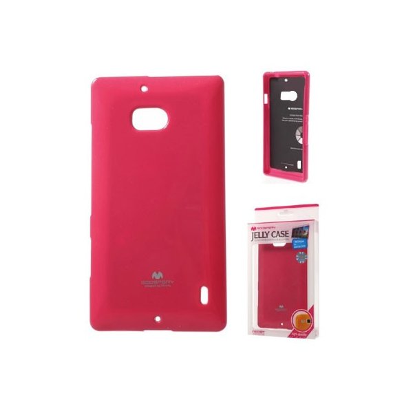 CUSTODIA GEL TPU SILICONE per NOKIA LUMIA ICON 929, LUMIA 930 COLORE FUCSIA LUCIDO CON GLITTER ALTA QUALITA' MERCURY BLISTER