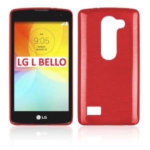 CUSTODIA TPU SILICONE per LG L BELLO, D331, L PRIME, D337 COLORE ROSSO EFFETTO METALLICO