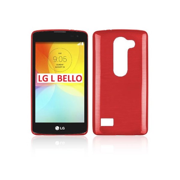 CUSTODIA TPU SILICONE per LG L BELLO, D331, L PRIME, D337 COLORE ROSSO EFFETTO METALLICO