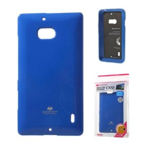 CUSTODIA GEL TPU SILICONE per NOKIA LUMIA ICON 929, LUMIA 930 COLORE BLU LUCIDO CON GLITTER ALTA QUALITA' MERCURY BLISTER