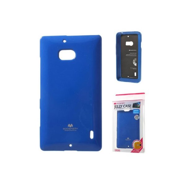 CUSTODIA GEL TPU SILICONE per NOKIA LUMIA ICON 929, LUMIA 930 COLORE BLU LUCIDO CON GLITTER ALTA QUALITA' MERCURY BLISTER