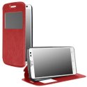 CUSTODIA FLIP ORIZZONTALE SIMILPELLE per LG L FINO, D290N, D295 CON STAND, FINESTRA ID ED INTERNO IN TPU SILICONE COLORE ROSSO