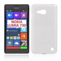 CUSTODIA TPU SILICONE per NOKIA LUMIA 730 DUAL SIM, LUMIA 735 COLORE BIANCO EFFETTO METALLICO