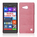 CUSTODIA TPU SILICONE per NOKIA LUMIA 730 DUAL SIM, LUMIA 735 COLORE ROSA EFFETTO METALLICO