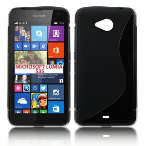 CUSTODIA GEL TPU SILICONE DOUBLE per MICROSOFT LUMIA 535, LUMIA 535 DUAL COLORE NERO