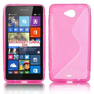 CUSTODIA GEL TPU SILICONE DOUBLE per MICROSOFT LUMIA 535, LUMIA 535 DUAL COLORE ROSA