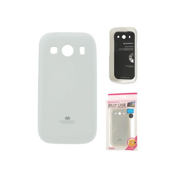 CUSTODIA GEL TPU SILICONE per SAMSUNG G357 GALAXY ACE 4  COLORE BIANCO LUCIDO CON GLITTER ALTA QUALITA' MERCURY BLISTER