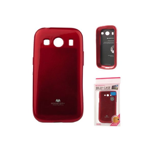 CUSTODIA GEL TPU SILICONE per SAMSUNG G357 GALAXY ACE 4  COLORE ROSSO LUCIDO CON GLITTER ALTA QUALITA' MERCURY BLISTER