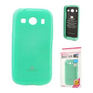 CUSTODIA GEL TPU SILICONE per SAMSUNG G357 GALAXY ACE 4  COLORE VERDE ACQUA LUCIDO CON GLITTER ALTA QUALITA' MERCURY BLISTER