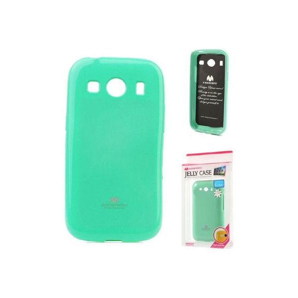 CUSTODIA GEL TPU SILICONE per SAMSUNG G357 GALAXY ACE 4  COLORE VERDE ACQUA LUCIDO CON GLITTER ALTA QUALITA' MERCURY BLISTER