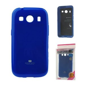 CUSTODIA GEL TPU SILICONE per SAMSUNG G357 GALAXY ACE 4  COLORE BLU LUCIDO CON GLITTER ALTA QUALITA' MERCURY BLISTER