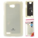 CUSTODIA GEL TPU SILICONE per LG L80 DUAL, D380 COLORE BIANCO LUCIDO CON GLITTER ALTA QUALITA' MERCURY BLISTER