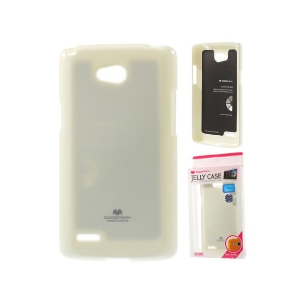 CUSTODIA GEL TPU SILICONE per LG L80 DUAL, D380 COLORE BIANCO LUCIDO CON GLITTER ALTA QUALITA' MERCURY BLISTER