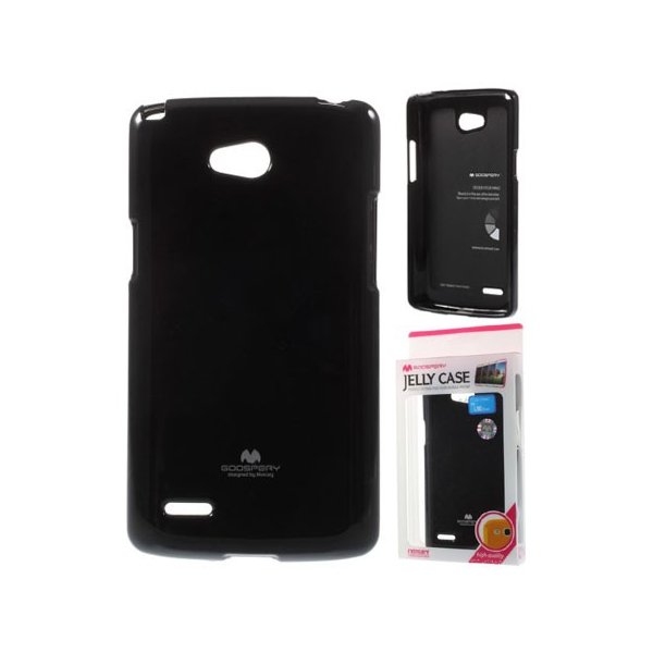 CUSTODIA GEL TPU SILICONE per LG L80 DUAL, D380 COLORE NERO LUCIDO CON GLITTER ALTA QUALITA' MERCURY BLISTER