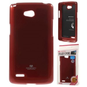 CUSTODIA GEL TPU SILICONE per LG L80 DUAL, D380 COLORE ROSSO LUCIDO CON GLITTER ALTA QUALITA' MERCURY BLISTER