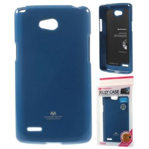 CUSTODIA GEL TPU SILICONE per LG L80 DUAL, D380 COLORE BLU LUCIDO CON GLITTER ALTA QUALITA' MERCURY BLISTER