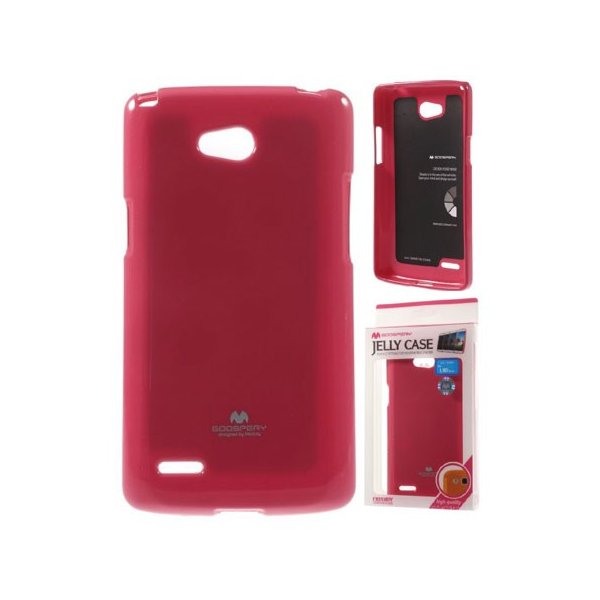 CUSTODIA GEL TPU SILICONE per LG L80 DUAL, D380 COLORE FUCSIA LUCIDO CON GLITTER ALTA QUALITA' MERCURY BLISTER