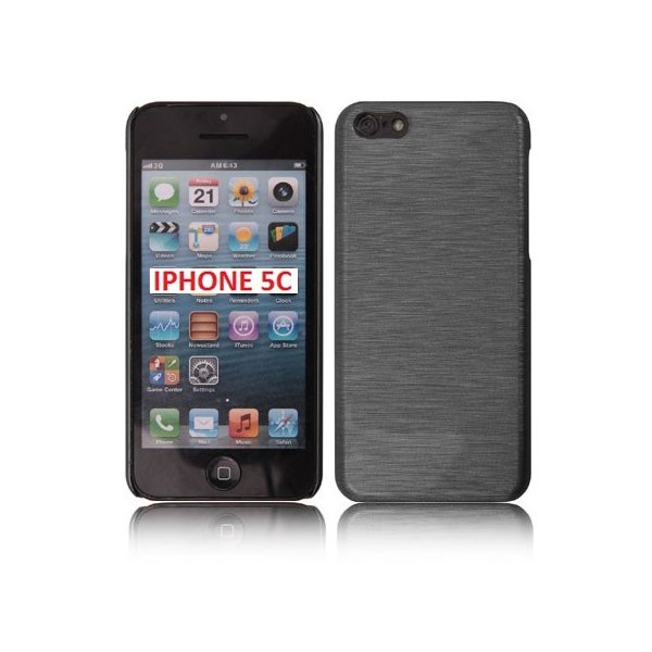 CUSTODIA BACK RIGIDA per APPLE IPHONE 5C COLORE NERO EFFETTO METALLICO