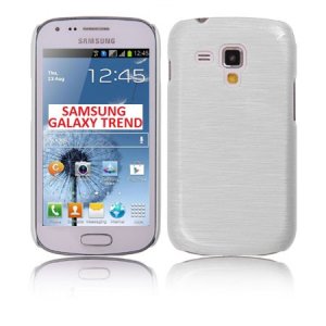 CUSTODIA BACK RIGIDA per SAMSUNG S7562 GALAXY S DUOS, S7560 GALAXY TREND, S7580 COLORE BIANCO EFFETTO METALLICO