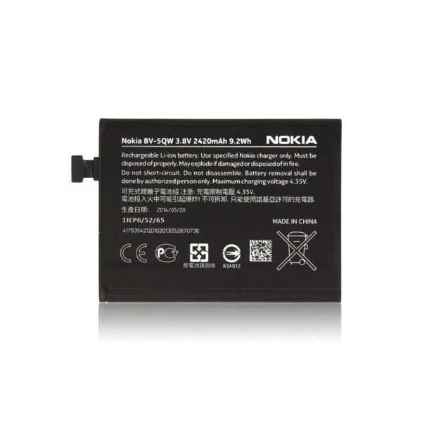 BATTERIA NOKIA BV-5QW per LUMIA ICON 929, LUMIA 930 2420 mAh LI-ION BULK