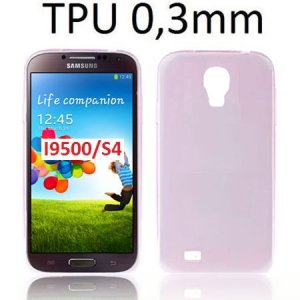 CUSTODIA GEL TPU SILICONE ULTRA SLIM 0,3mm per SAMSUNG I9500 GALAXY S4 COLORE ROSA TRASPARENTE