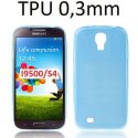 CUSTODIA GEL TPU SILICONE ULTRA SLIM 0,3mm per SAMSUNG I9500 GALAXY S4 COLORE AZZURRO TRASPARENTE