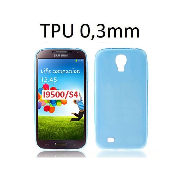 CUSTODIA GEL TPU SILICONE ULTRA SLIM 0,3mm per SAMSUNG I9500 GALAXY S4 COLORE AZZURRO TRASPARENTE