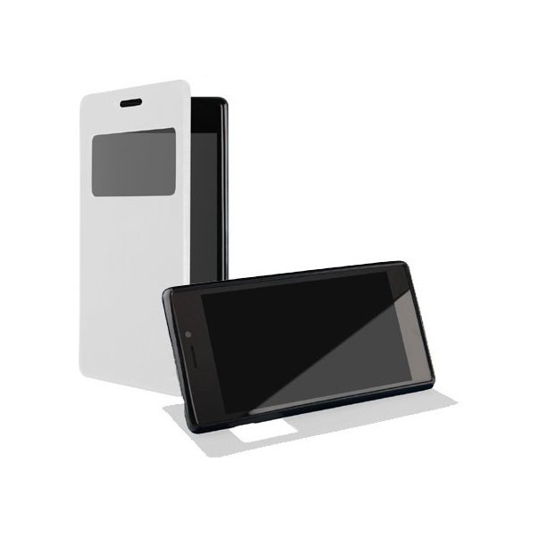 CUSTODIA FLIP ORIZZONTALE PELLE per SONY XPERIA C3, XPERIA C3 DUAL SIM, CON STAND E FINESTRA ID ED INTERNO IN TPU COLORE BIANCO