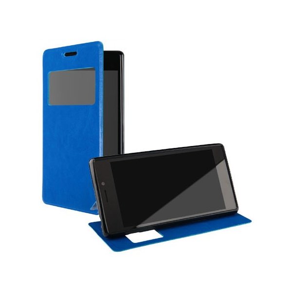 CUSTODIA FLIP ORIZZONTALE PELLE per SONY XPERIA C3, XPERIA C3 DUAL SIM, CON STAND E FINESTRA ID ED INTERNO IN TPU COLORE BLU