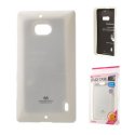 CUSTODIA GEL TPU SILICONE per NOKIA LUMIA ICON 929, LUMIA 930 COLORE BIANCO LUCIDO CON GLITTER ALTA QUALITA' MERCURY BLISTER