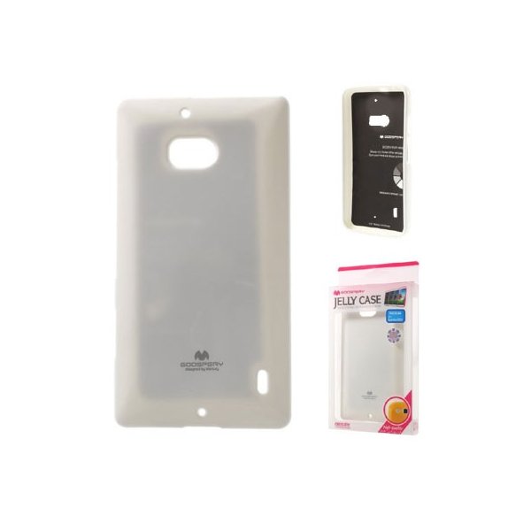 CUSTODIA GEL TPU SILICONE per NOKIA LUMIA ICON 929, LUMIA 930 COLORE BIANCO LUCIDO CON GLITTER ALTA QUALITA' MERCURY BLISTER