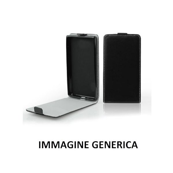 CUSTODIA FLIP VERTICALE SLIM PELLE per LG G3 STYLUS D690, G3 STYLUS D690N CON INTERNO IN TPU SILICONE COLORE NERO