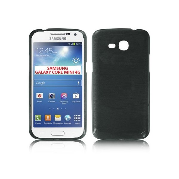 CUSTODIA GEL TPU SILICONE per SAMSUNG G3568 GALAXY CORE MINI 4G COLORE NERO EFFETTO METALLICO