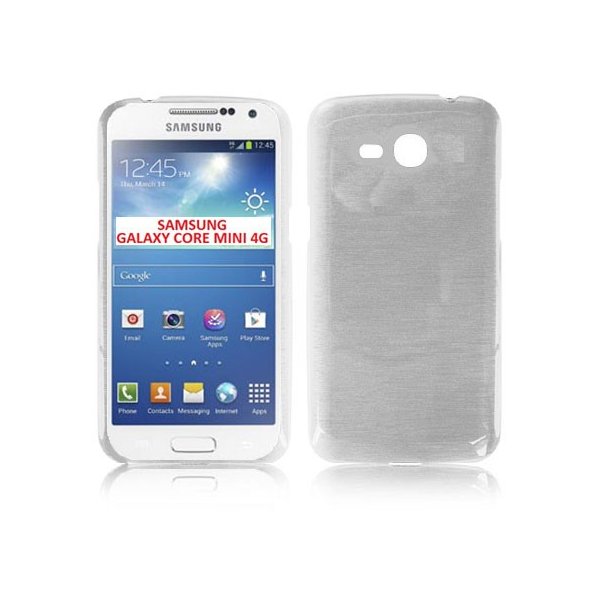 CUSTODIA GEL TPU SILICONE per SAMSUNG G3568 GALAXY CORE MINI 4G COLORE BIANCO EFFETTO METALLICO