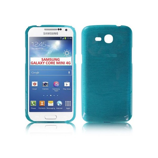 CUSTODIA GEL TPU SILICONE per SAMSUNG G3568 GALAXY CORE MINI 4G COLORE BLU EFFETTO METALLICO