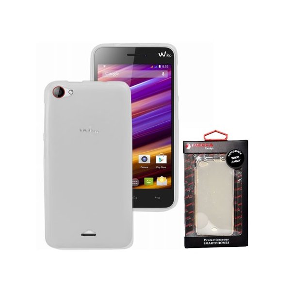 CUSTODIA GEL TPU SILICONE per WIKO JIMMY COLORE BIANCO-TRASPARENTE ALTA QUALITA' MOCCA BLISTER