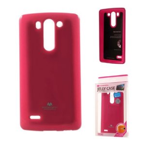 CUSTODIA GEL TPU SILICONE per LG G3s D722, G3s DUAL D728 COLORE FUCSIA LUCIDO CON GLITTER ALTA QUALITA' MERCURY BLISTER