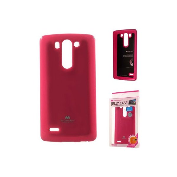 CUSTODIA GEL TPU SILICONE per LG G3s D722, G3s DUAL D728 COLORE FUCSIA LUCIDO CON GLITTER ALTA QUALITA' MERCURY BLISTER