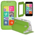 CUSTODIA FLIP ORIZZONTALE PELLE per NOKIA LUMIA 530 CON FINESTRA GRANDE, INTERNO IN TPU SILICONE E STAND COLORE VERDE