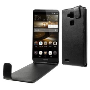 CUSTODIA FLIP VERTICALE PELLE per HUAWEI ASCEND MATE 7 COLORE NERO