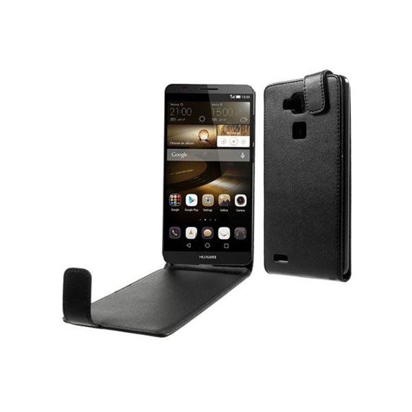 CUSTODIA FLIP VERTICALE PELLE per HUAWEI ASCEND MATE 7 COLORE NERO