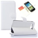 CUSTODIA FLIP ORIZZONTALE PELLE per HUAWEI ASCEND Y540, ASCEND Y520 CON STAND, PORTA CARTE E CHIUSURA MAGNETICA COLORE BIANCO