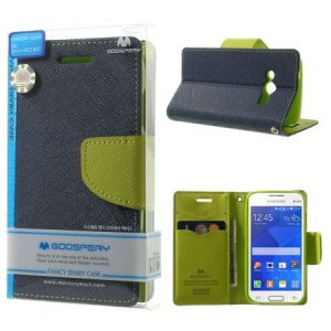 CUSTODIA FLIP ORIZZONTALE per SAMSUNG G313H GALAXY TREND 2, G318 TREND 2 LITE CON INTERNO IN TPU BLU FANCY BLISTER MERCURY