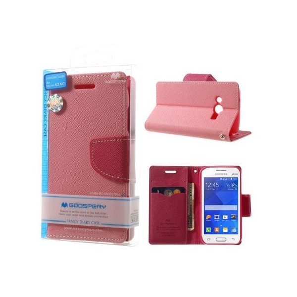 CUSTODIA FLIP ORIZZONTALE per SAMSUNG G313H GALAXY TREND 2, G318 TREND 2 LITE CON INTERNO IN TPU ROSA FANCY BLISTER MERCURY