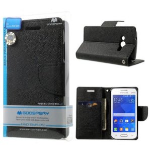 CUSTODIA FLIP ORIZZONTALE per SAMSUNG G313H GALAXY TREND 2, G318 TREND 2 LITE CON INTERNO IN TPU NERO FANCY BLISTER MERCURY