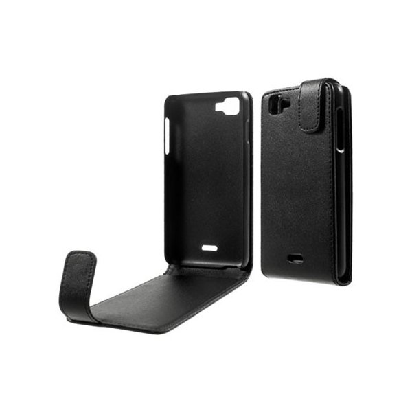 CUSTODIA FLIP VERTICALE PELLE per WIKO KITE 4G COLORE NERO