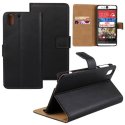 CUSTODIA FLIP ORIZZONTALE PELLE per HTC DESIRE EYE CON STAND E TASCHE PORTA CARTE COLORE NERO