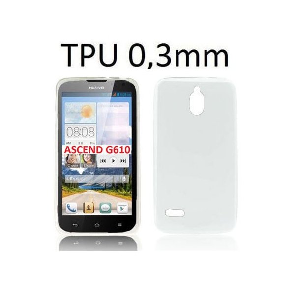 CUSTODIA GEL TPU SILICONE ULTRA SLIM 0,3mm per HUAWEI ASCEND G610, G610s COLORE BIANCO TRASPARENTE