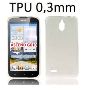 CUSTODIA GEL TPU SILICONE ULTRA SLIM 0,3mm per HUAWEI ASCEND G610, G610s COLORE NERO TRASPARENTE