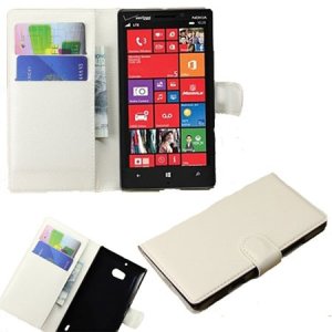 CUSTODIA FLIP ORIZZONTALE PELLE per NOKIA LUMIA ICON 929, LUMIA 930 CON STAND, PORTA CARTE E CHIUSURA MAGNETICA COLORE BIANCO